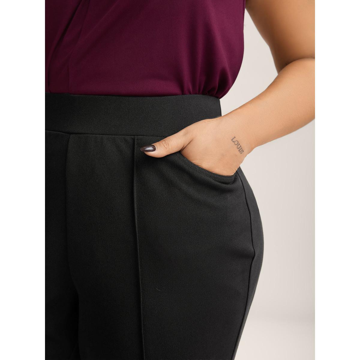 Plus Size Seamed Bootcut Mid-Rise Pants Women Black At the Office Bootcut Mid Rise Work Pants BloomChic 18-20/2X Product Image