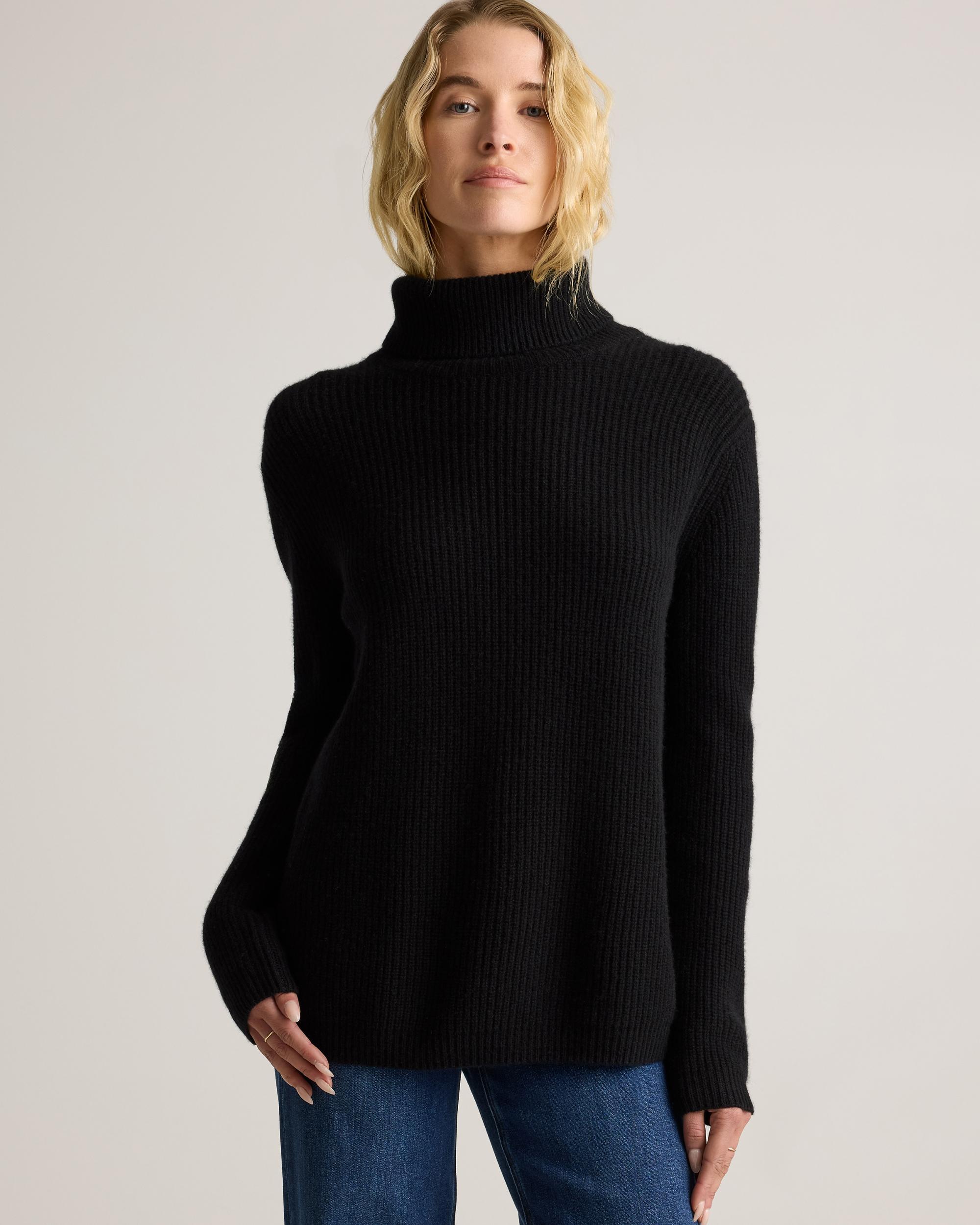 Quince | Women's Mongolian Cashmere Fisherman Turtleneck Sweater Size XL Product Image