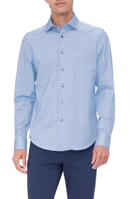 BUGATCHI Jimmy Ooohcotton® Medallion Print Button-up Shirt In Air Blue Product Image