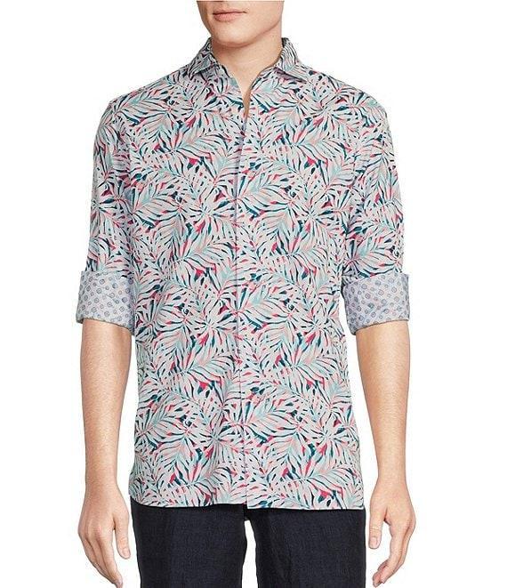 Cremieux Blue Label Key West Collection Long Sleeve Palm Two-Sided Cuff Woven Shirt Product Image