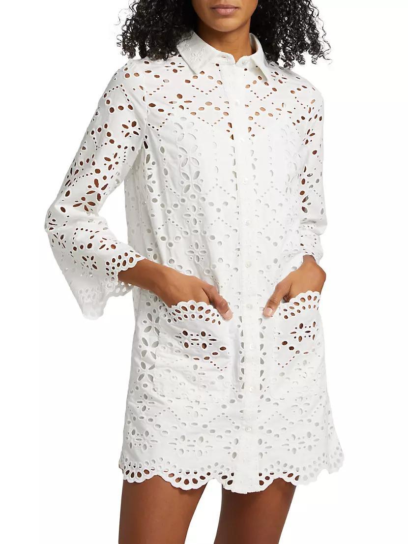 Sumatra Eyelet Cotton Mini Shirtdress Product Image