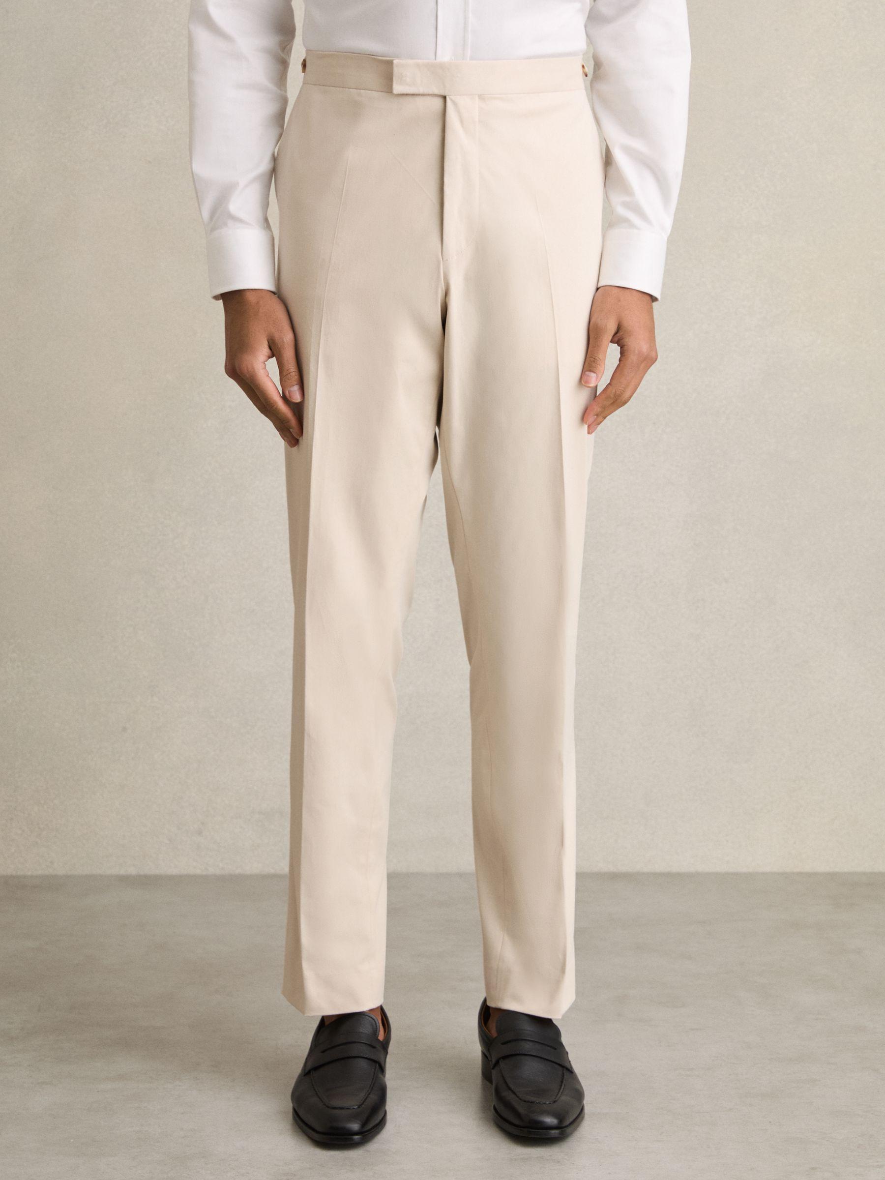 Slim-Fit Linen Herringbone Suit Trousers in White Product Image