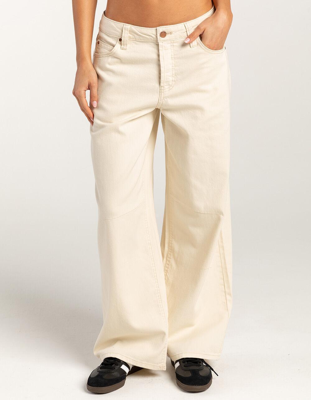 RSQ Womens Mid Rise Baggy Buckle Jeans - VANILLA Product Image
