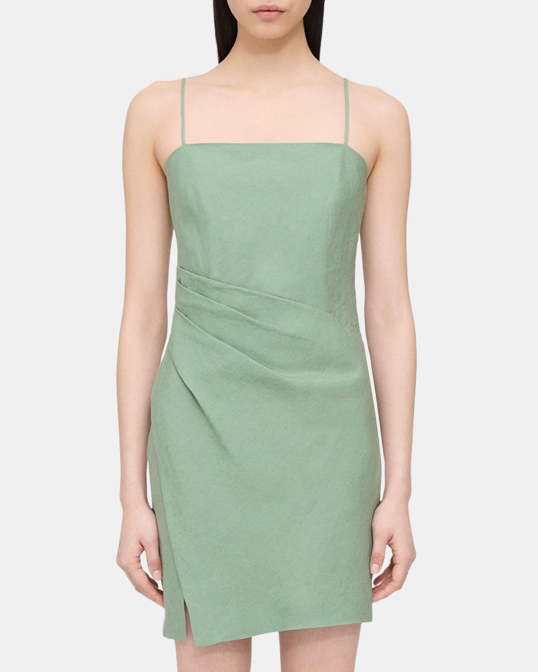 Pleated Mini Dress in Linen Product Image