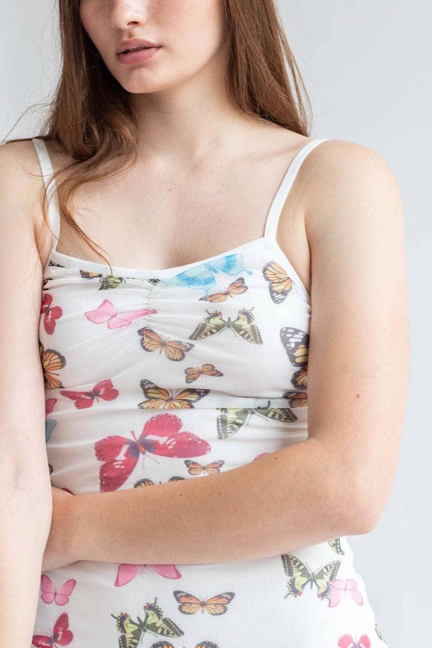 White Butterfly Mesh Dress Product Image