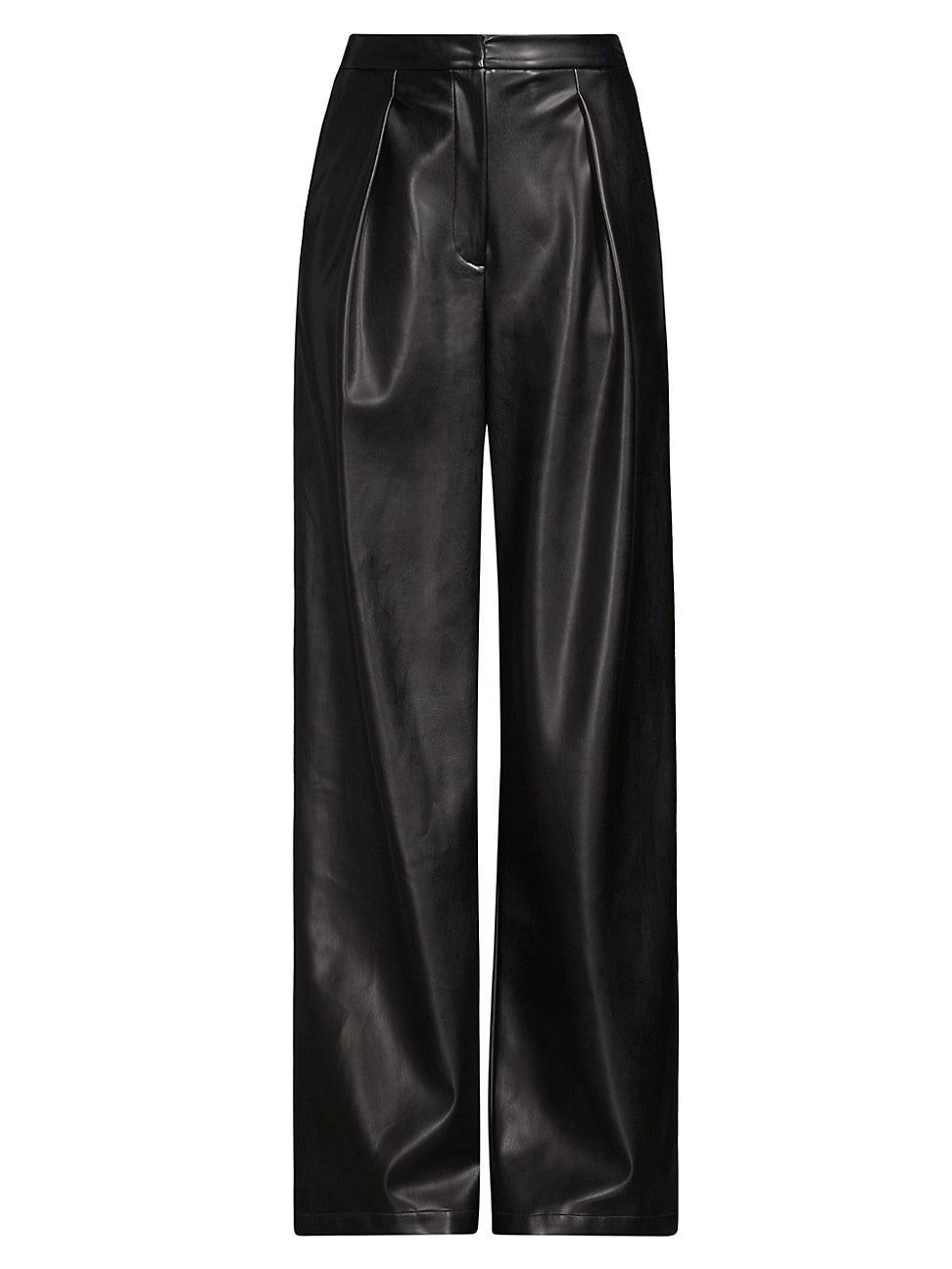 Womens Pleated Faux Leather Pants Product Image
