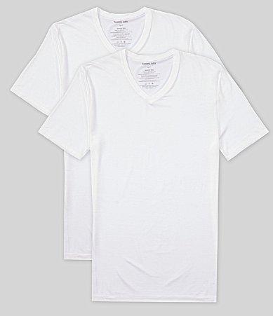 Tommy John Second Skin Stay Tucked High V Neck 2 Pack White) Men's Pajama Product Image