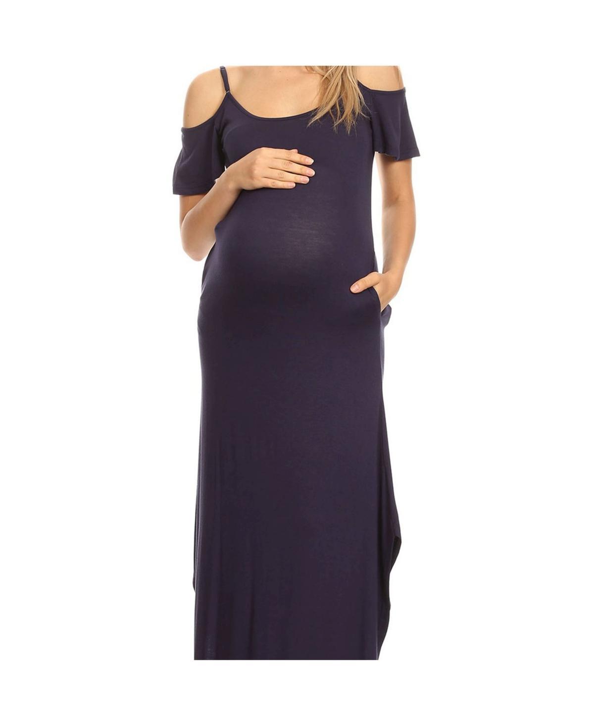 Maternity White Mark Cold-Shoulder Maxi Dress, Women's, Size: XL-Mat, Blue Product Image