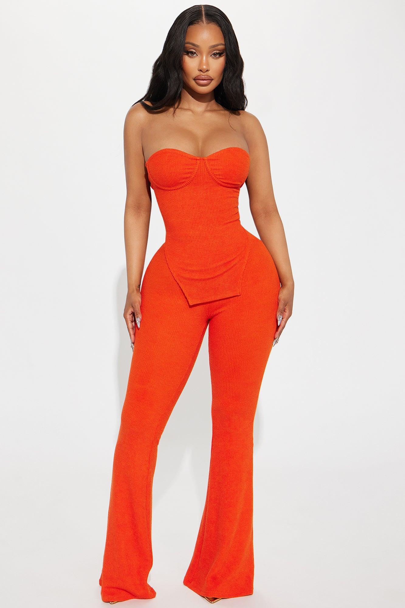 Call My Name Ribbed Pant Set - Orange Product Image