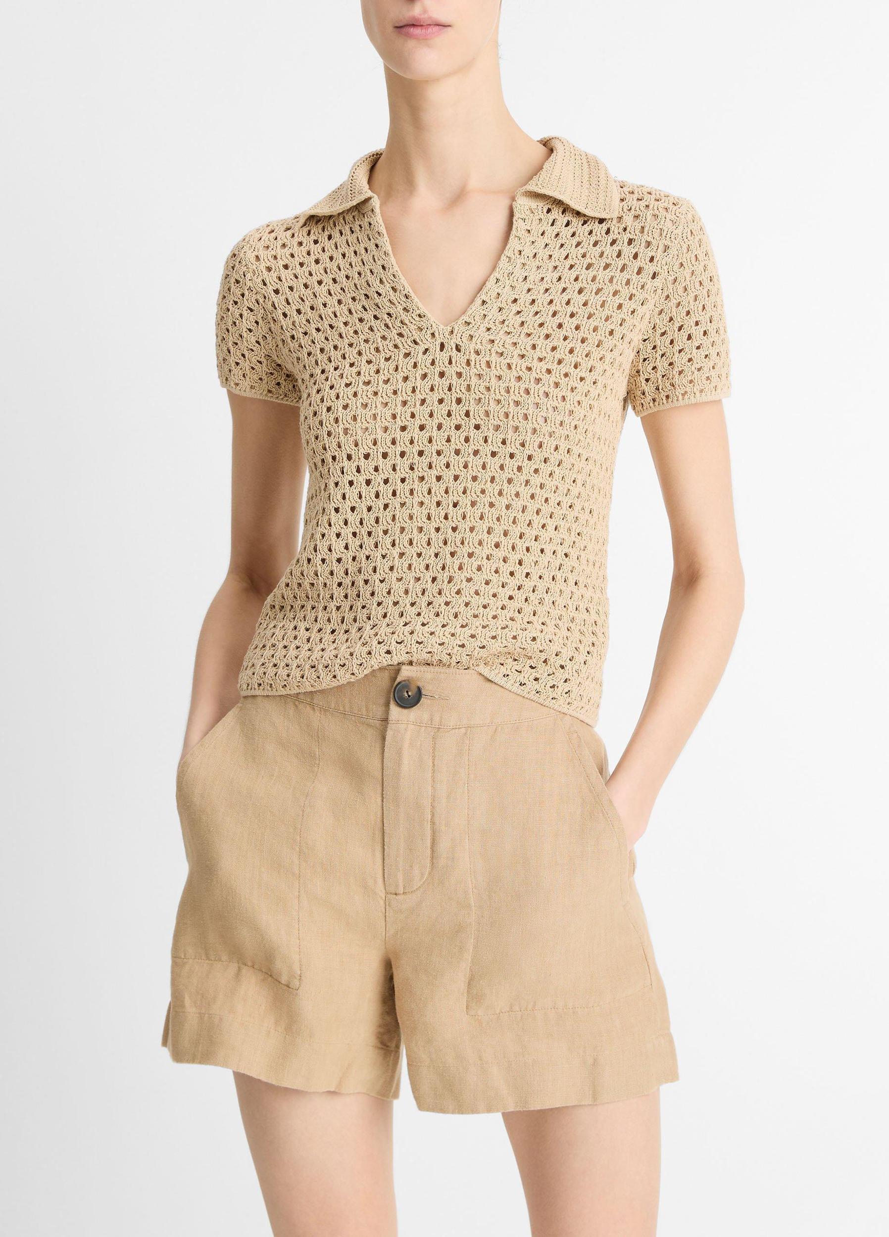 Macramé Cotton Polo Sweater Product Image