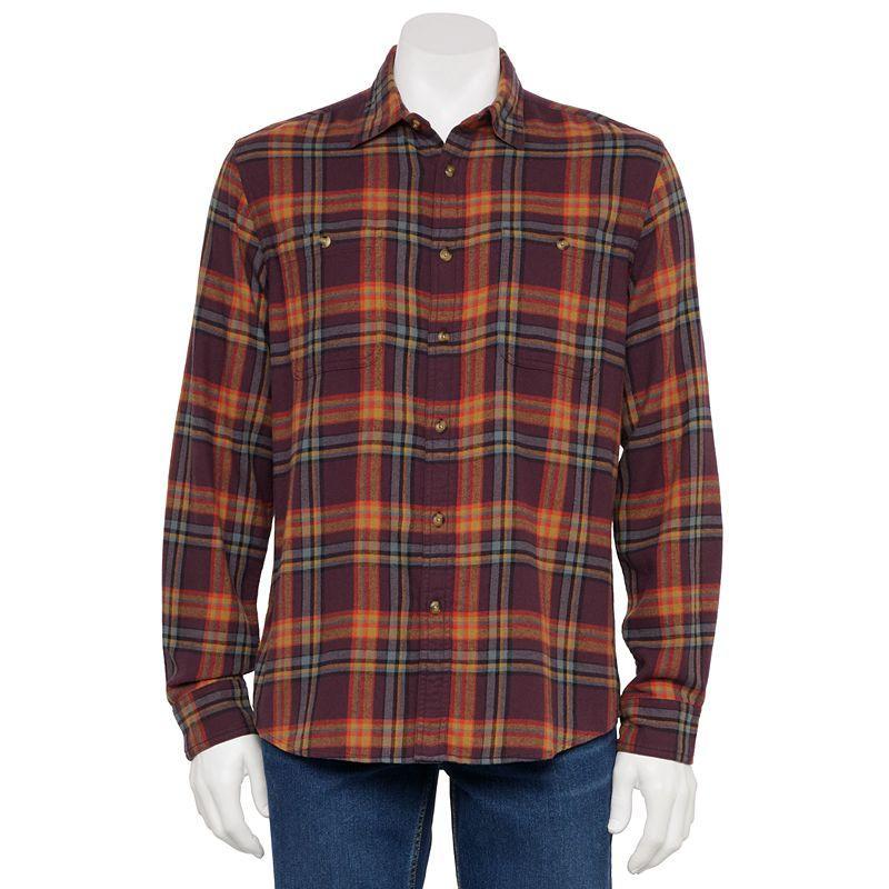 Men's Sonoma Goods For Life® Supersoft Flannel Button-Down Shirt, Size: Medium, Red Blue Plaid Product Image