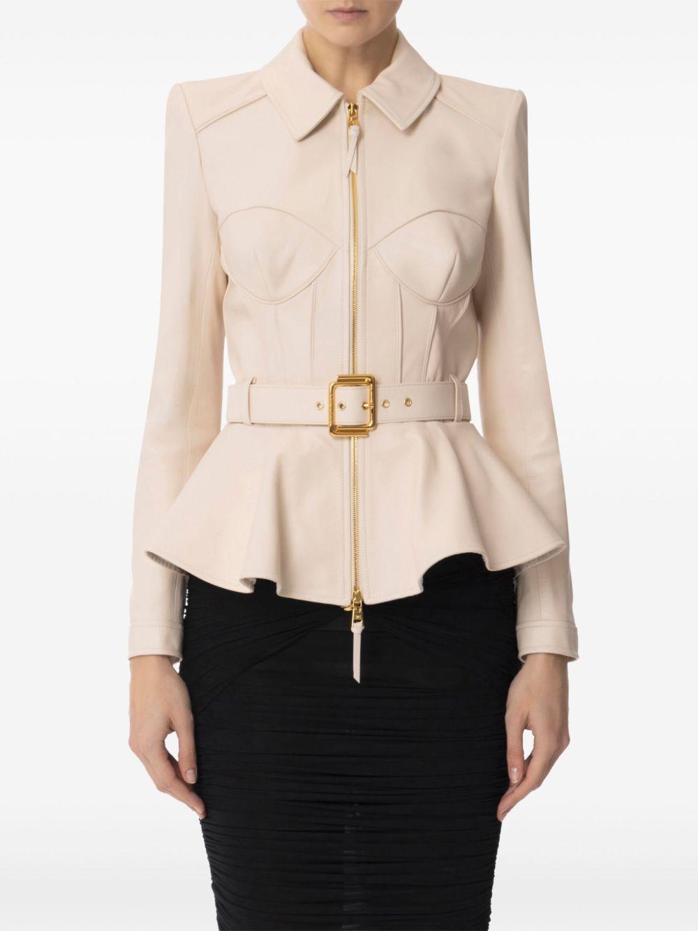 zip-up leather jacket Product Image