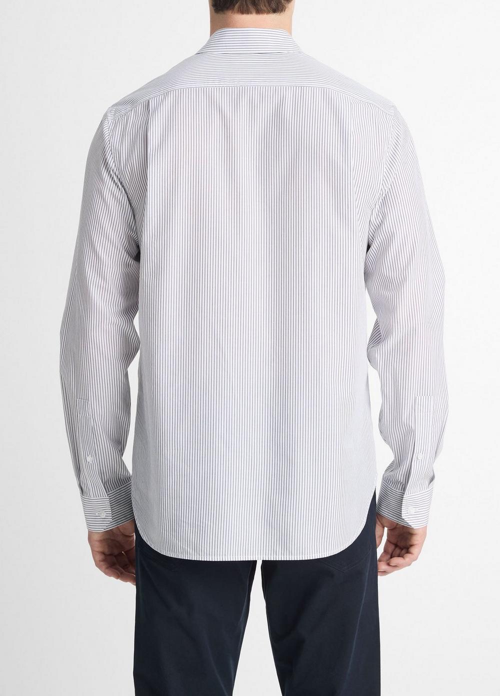 Mens Basin Stripe Cotton-Blend Long-Sleeve Shirt, Optic White/storm Cloud, Size XL Vince Product Image