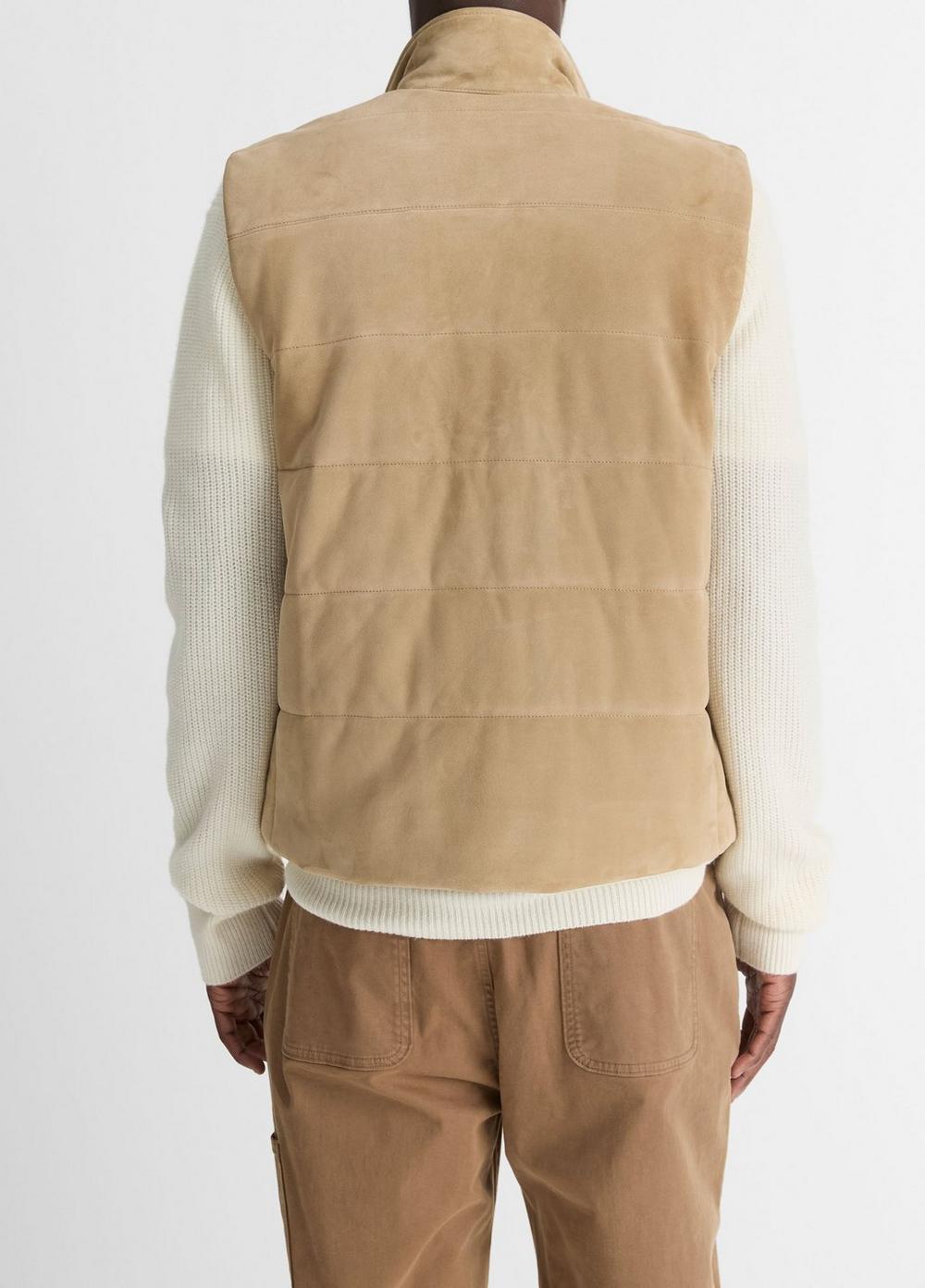 Mens Suede Vest, Bristle Khaki/heather Sheep, Size XL Vince Product Image