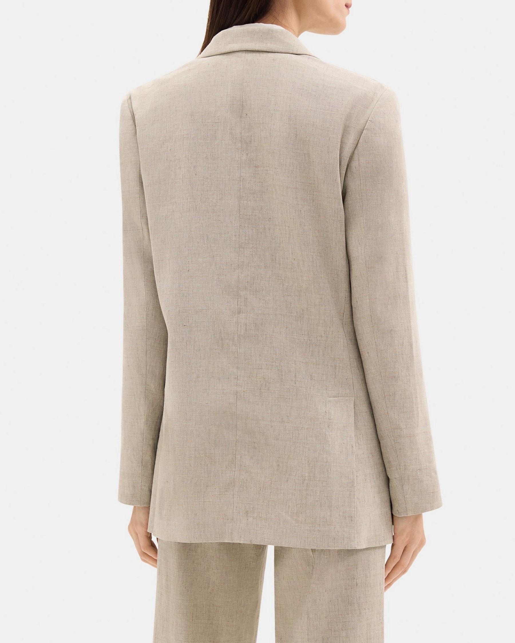 Boyfriend Blazer in Stretch Linen-Blend Product Image