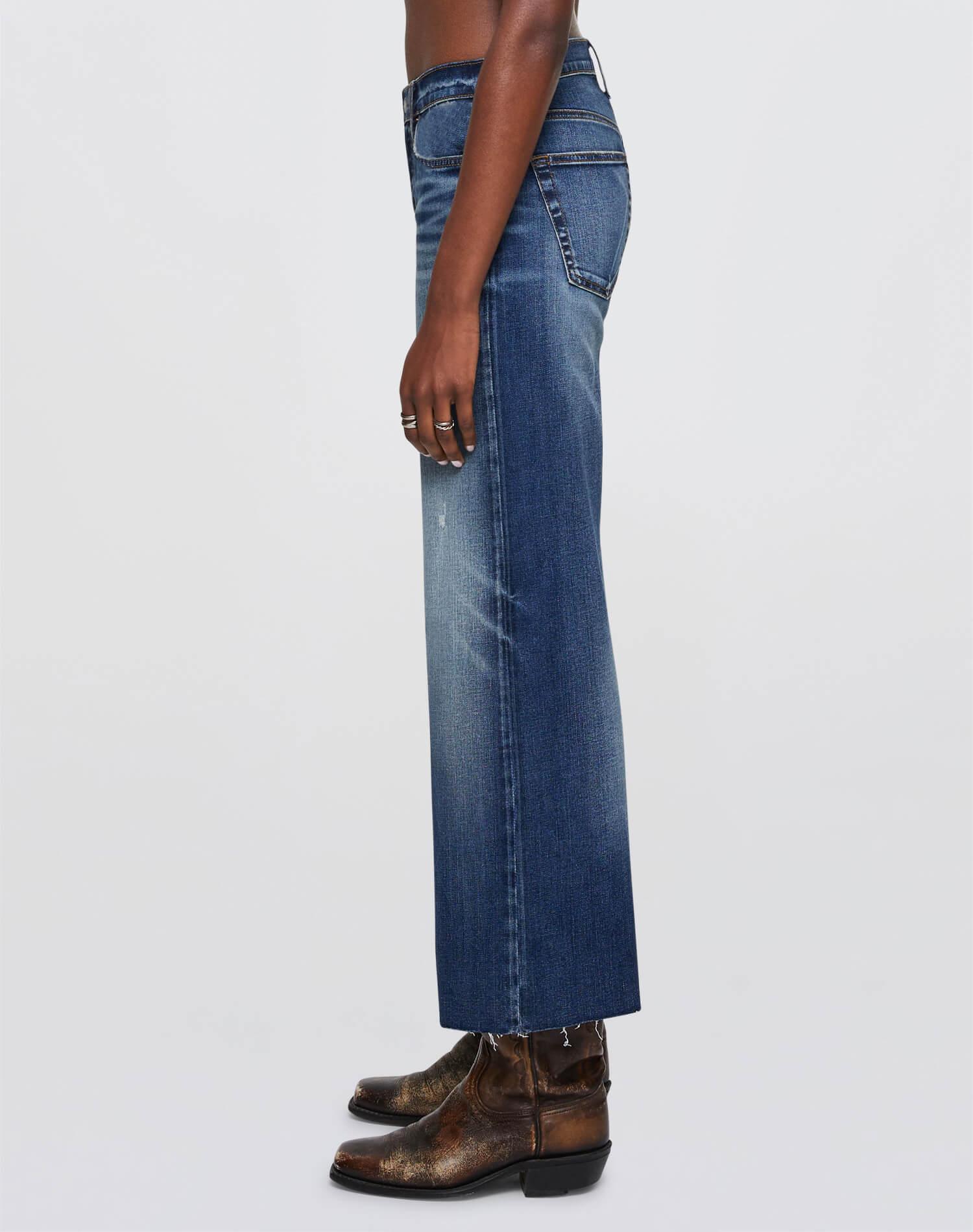 Mid Rise Wide Leg Crop - Indigo Grind Product Image
