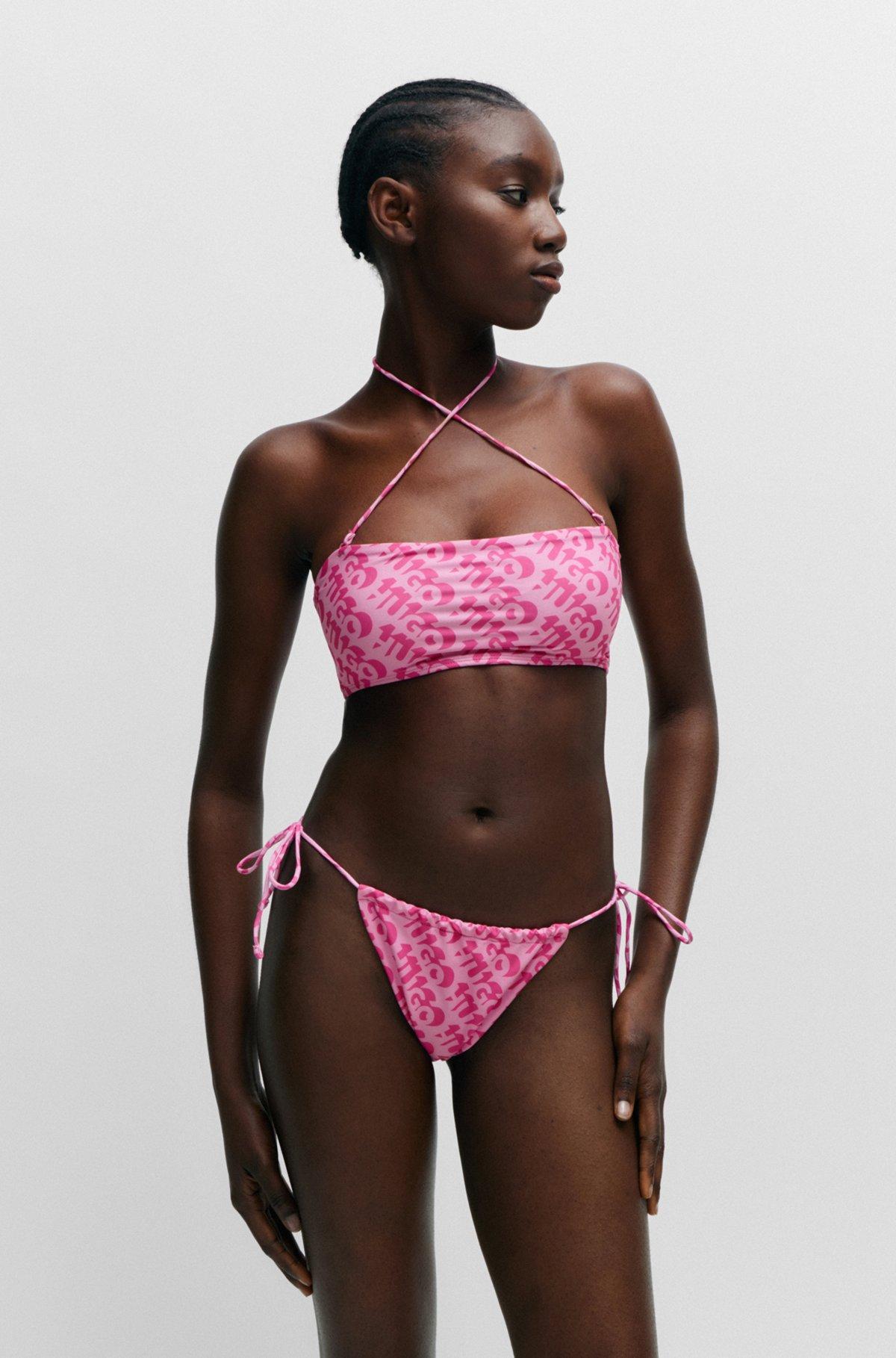 Tie-side bikini bottoms with repeat logo print Product Image
