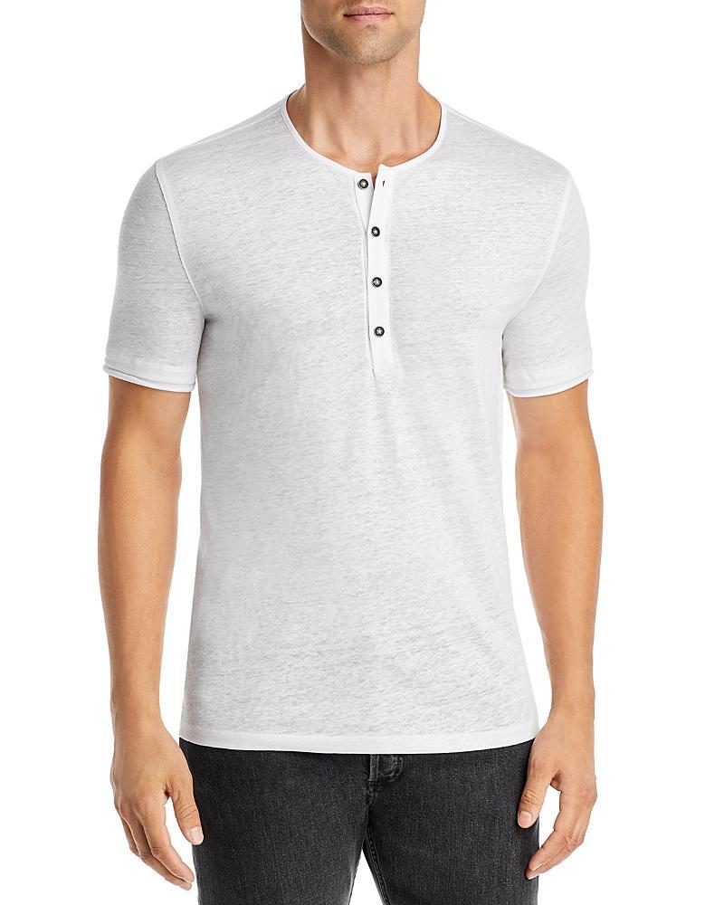 John Varvatos Linen Short Sleeve Henley Product Image
