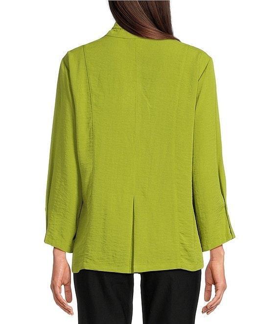 Ali Miles Woven Solid Wire Collar 3/4 Sleeve Pleated Hem Button Front Tunic Product Image