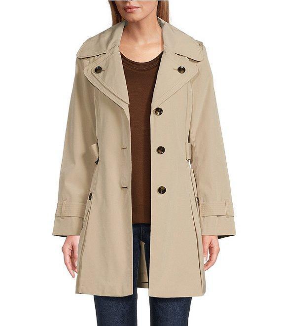 London Fog Single Breasted Double Lapel Belted Button Front Trench Coat Product Image