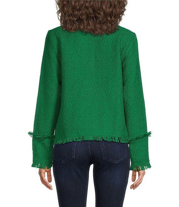 Sugarlips Trista Tweed Point Collar Neck Long Sleeve Decorative Button Front Blazer Product Image