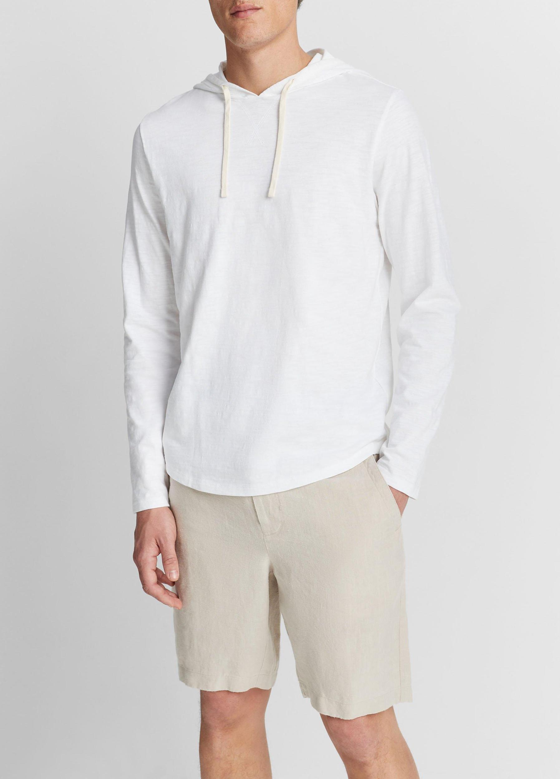 Mens Textured Cotton Hoodie, Coastal Blue, Size L Vince Product Image