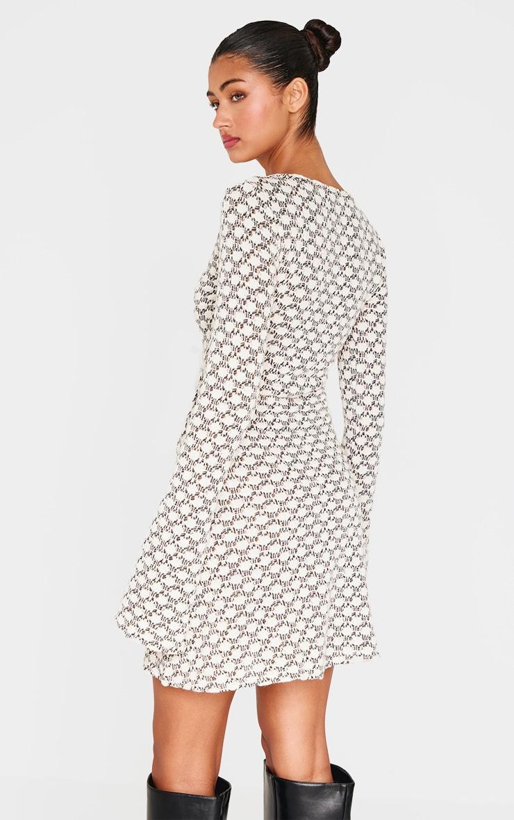 Cream Textured Gold Trim Detail Shift Dress Product Image