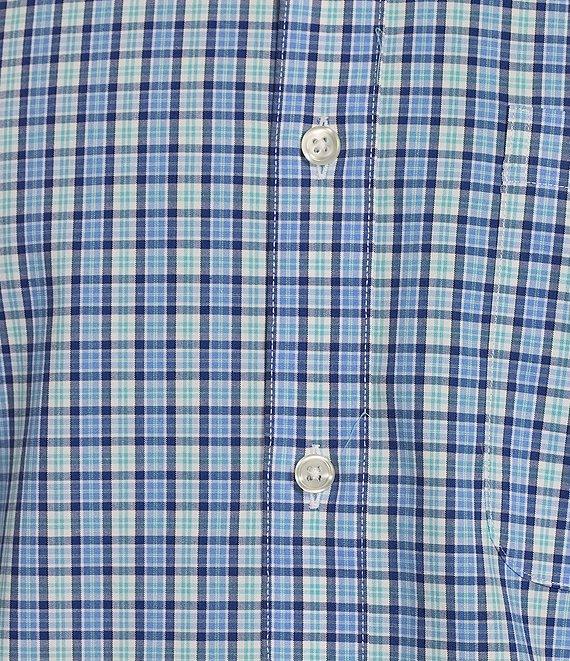 Gold Label Roundtree & Yorke Slim Fit Non-Iron Short Sleeve Small Plaid Pattern Sport Shirt Product Image