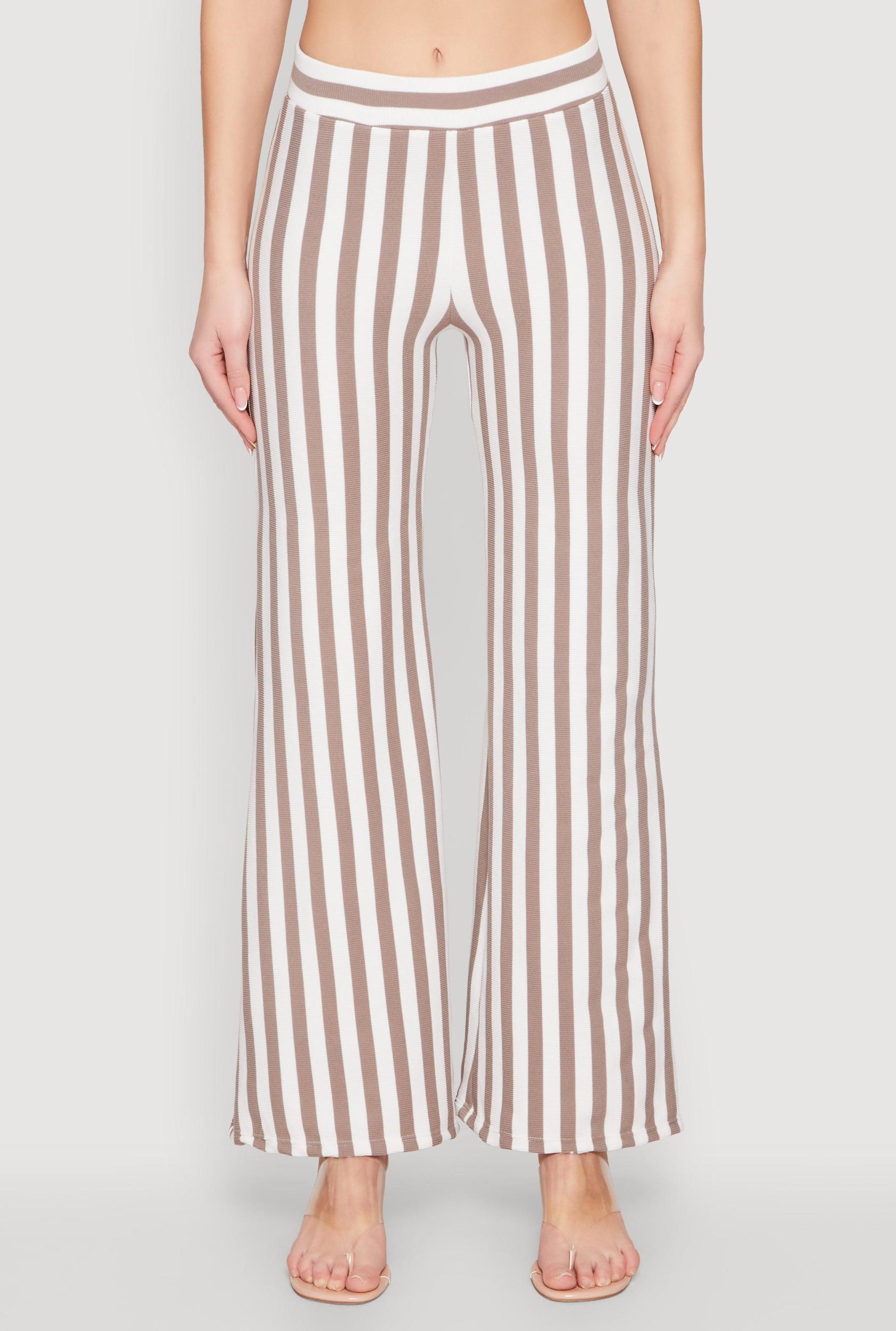 Womens Striped Wide Leg Pants Product Image