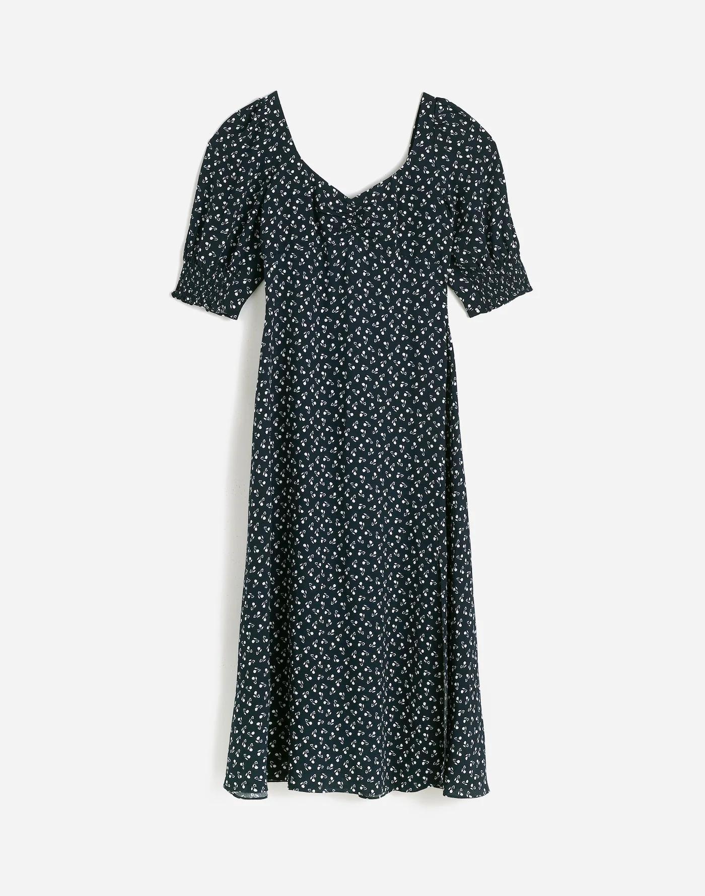 Ruched Scoopneck Side Slit Midi Dress in Floral Product Image