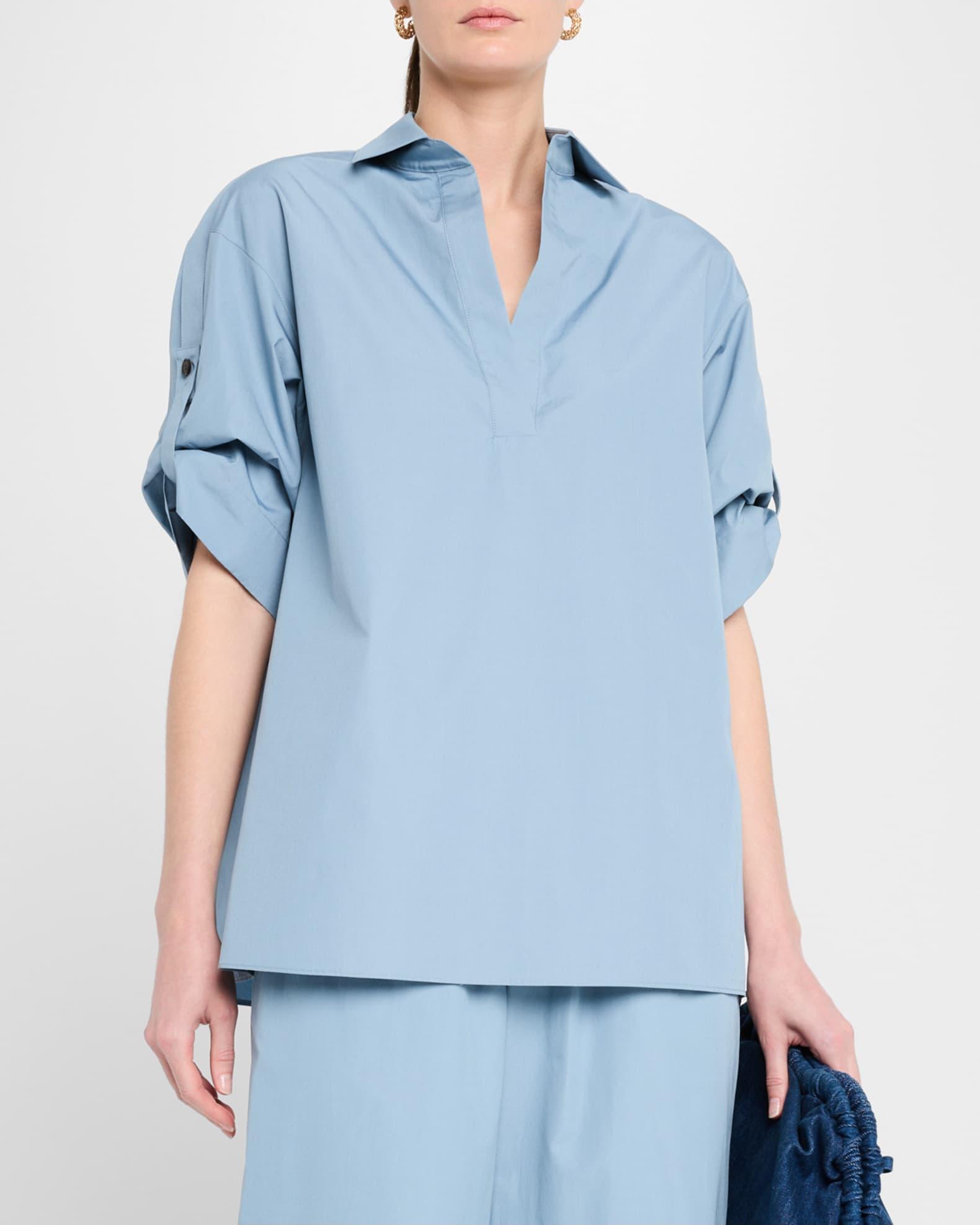Tab-Sleeve Cotton Shirt Product Image