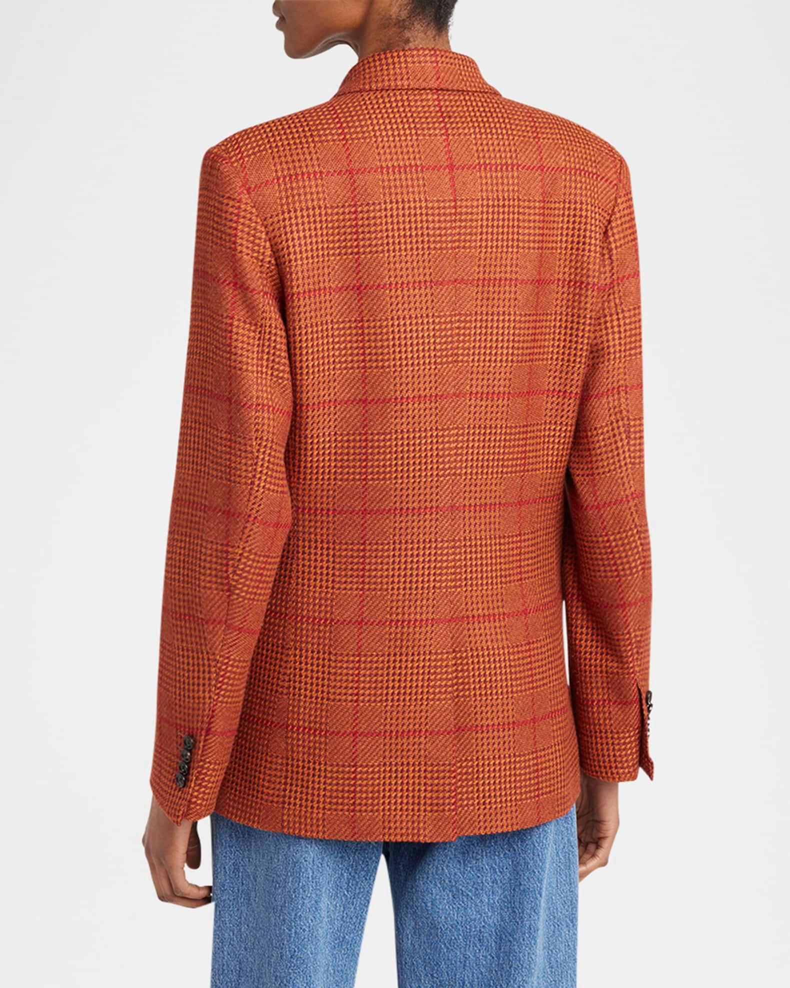 Check Double-Breasted Blazer Jacket Product Image