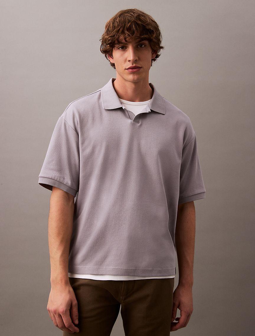 Drop Needle Ribbed Polo Shirt Product Image
