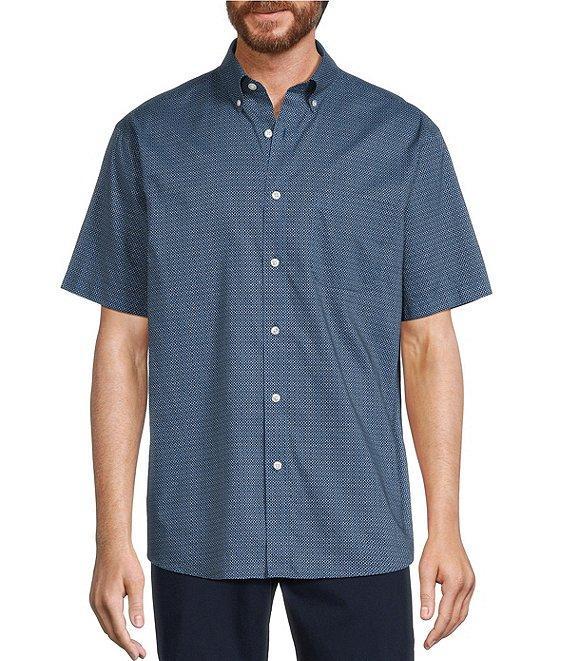 Gold Label Roundtree & Yorke Non-Iron Short Sleeve Grid Geo Print Sport Shirt Product Image