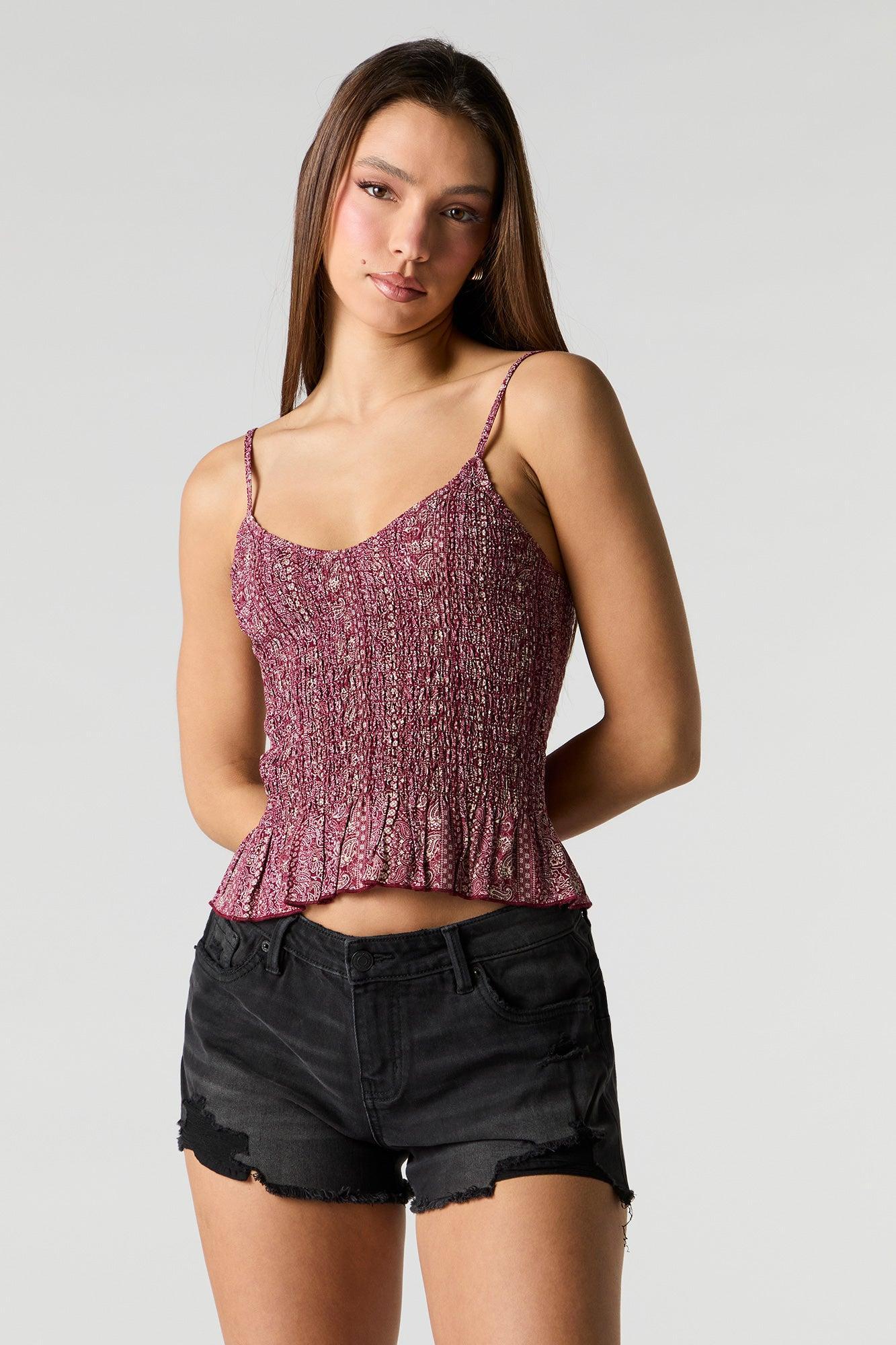 Smocked Peplum Cami Female Product Image