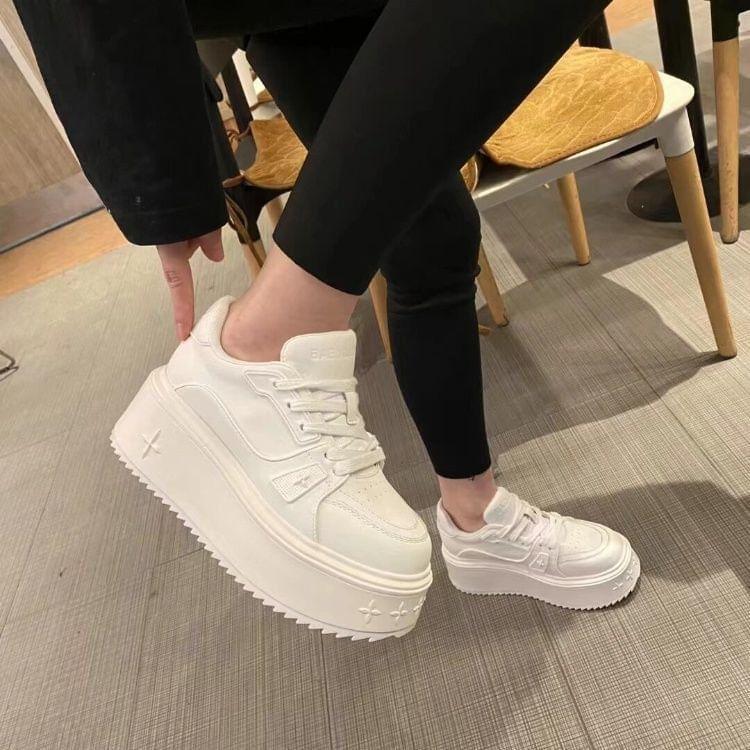 Lace-Up Platform Sneakers Product Image