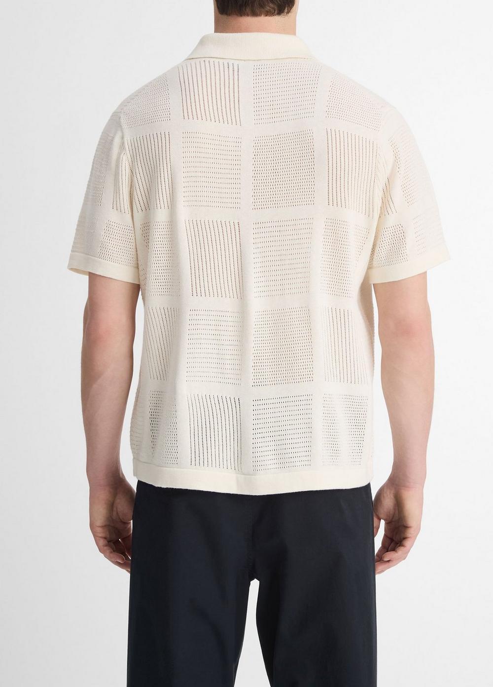 Mens Patchwork Pointelle Short-Sleeve Shirt, Light Coastal Blue, Size L Vince Product Image