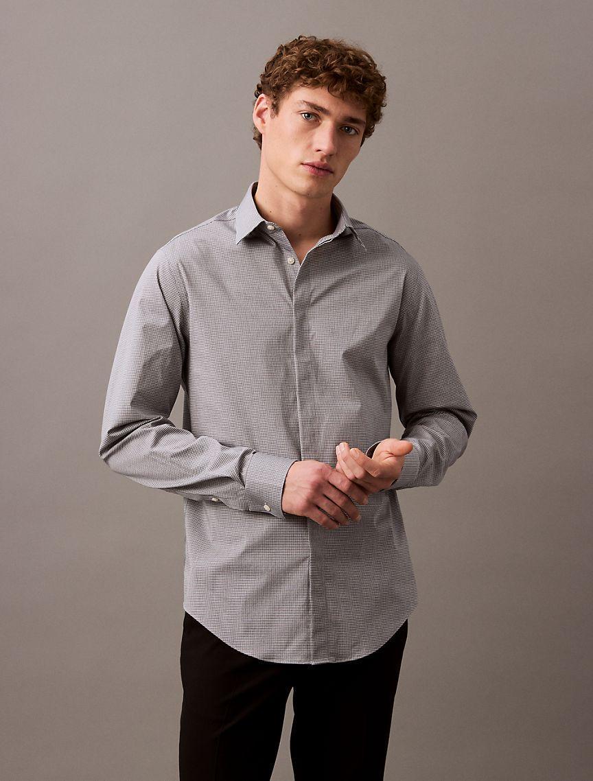 Steel Micro Check Slim Fit Button-Down Shirt Product Image