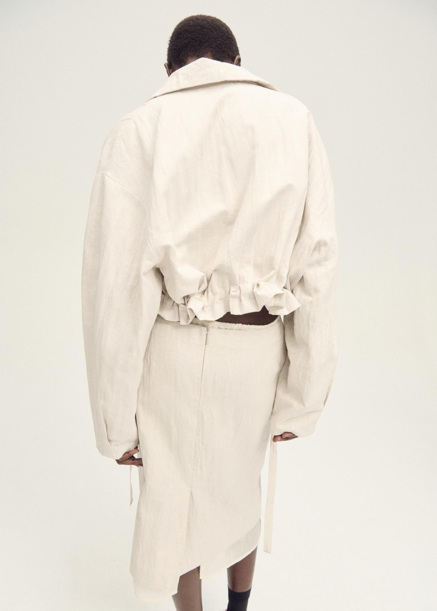 Linen-blend cropped jacket - Women | MANGO USA Product Image