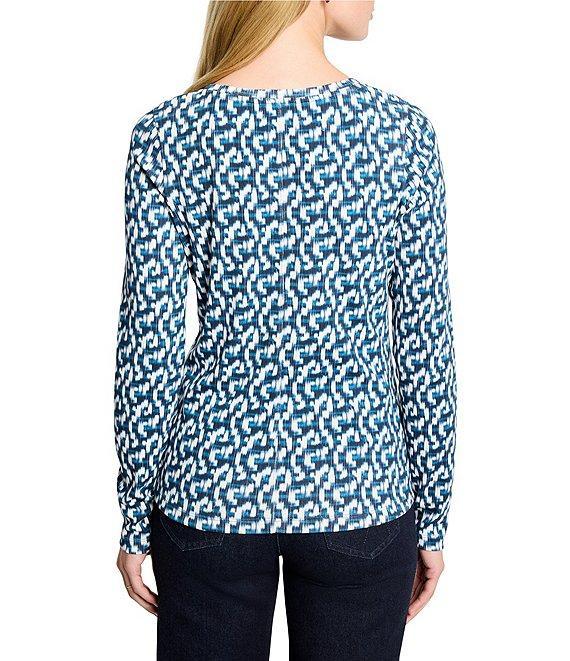 NIC + ZOE Printed Knit Boat Neck Long Sleeve Tee Product Image