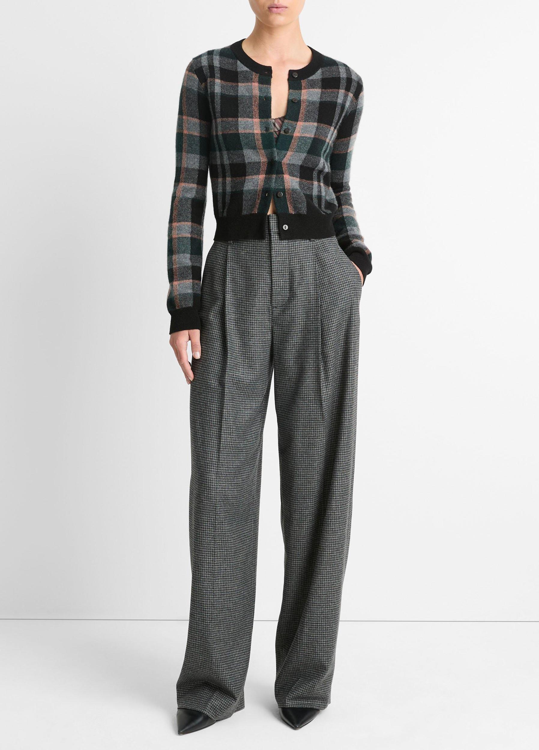 Plaid Cashmere Cardigan Product Image