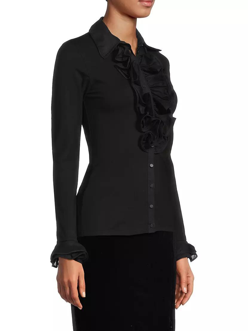 Patsy Ruffled Stretch-Cotton Shirt Product Image