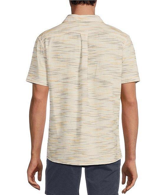 Rowm Big & Tall Outsider's Oasis Short Sleeve Space Dyed Textured Horizontal Striped Shirt Product Image