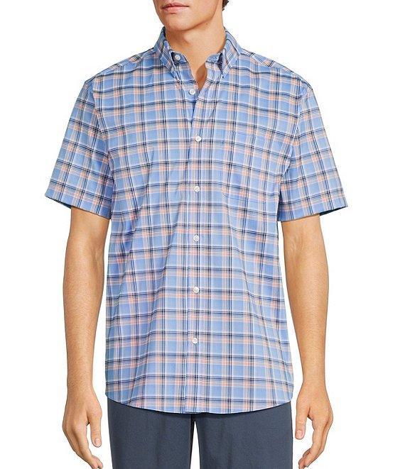 Roundtree & Yorke TravelSmart Easy Care Short Sleeve Large Plaid Sport Shirt Product Image