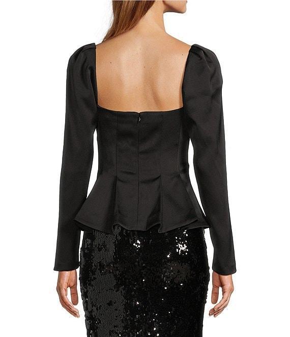 Antonio Melani Jaylani Crepe Square Neck Long Sleeve Peplum Blouse Product Image