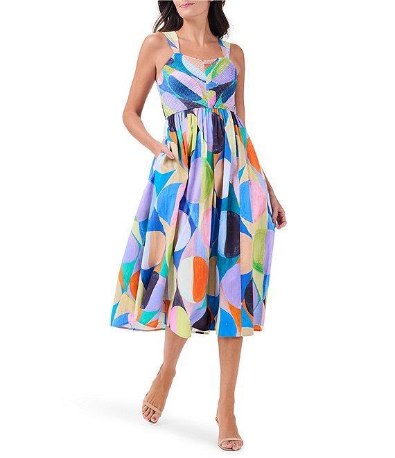 NIC + ZOE Social Circles Sarah Square Neck Sleeveless Fit-And-Flare Midi Dress Product Image