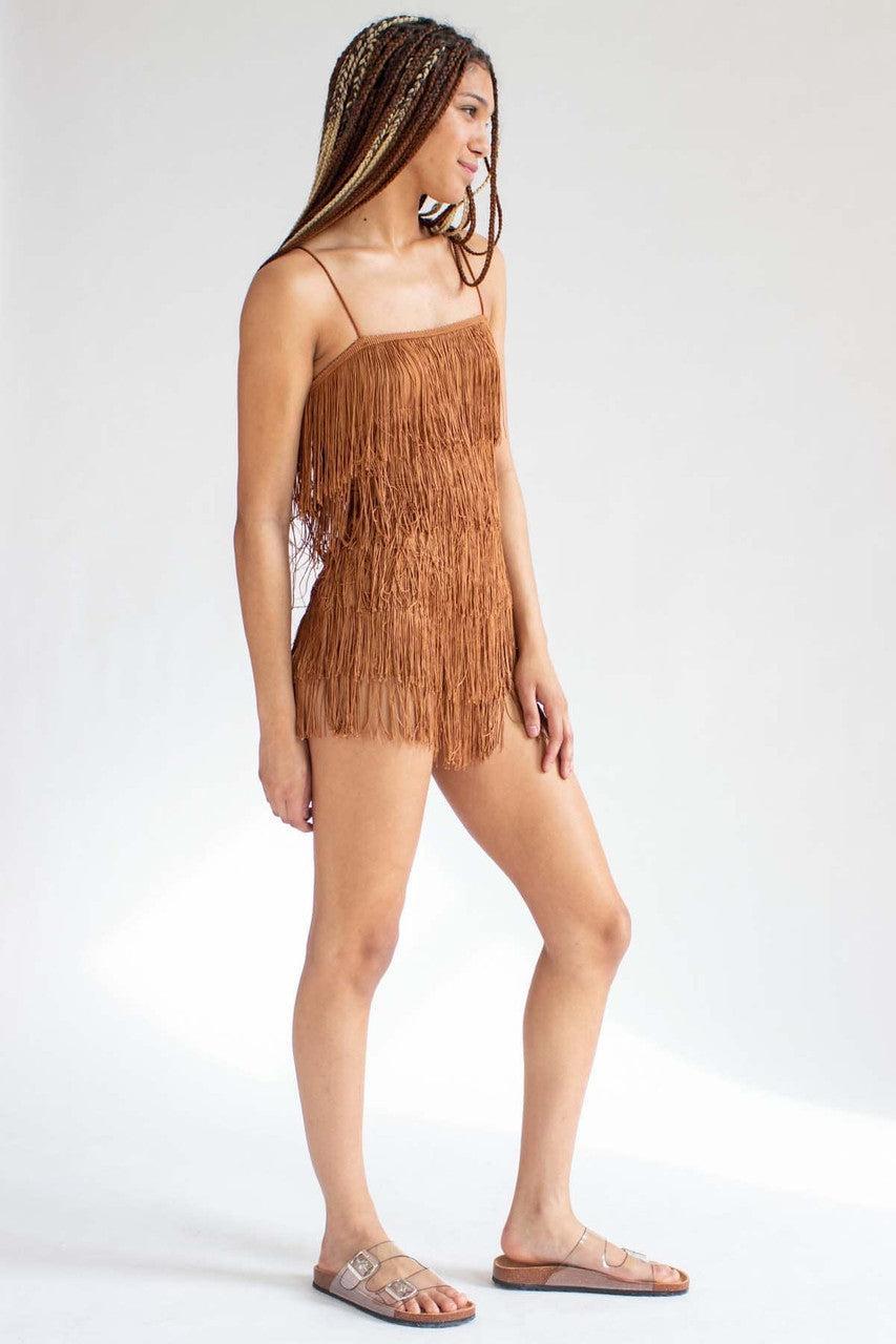Copper Fringe Romper Product Image