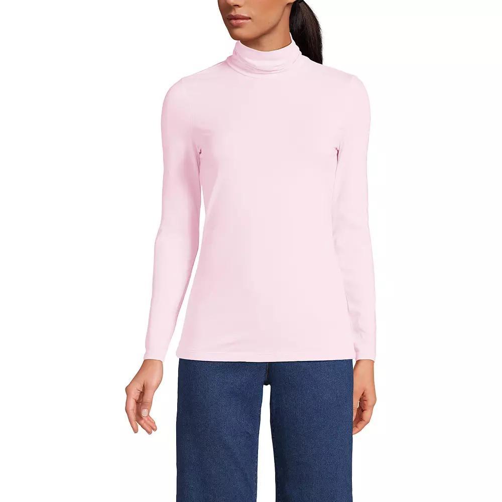 Women's Lands' End Lightweight Fitted Turtleneck, Size: Large, Pink Fog Product Image