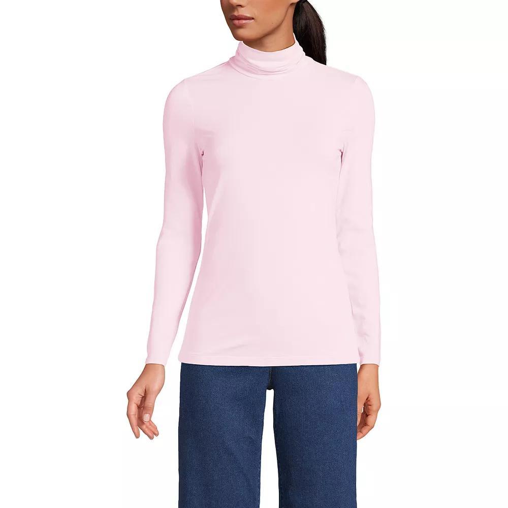 Women's Lands' End Lightweight Fitted Turtleneck, Size: Large, Pink Fog Product Image