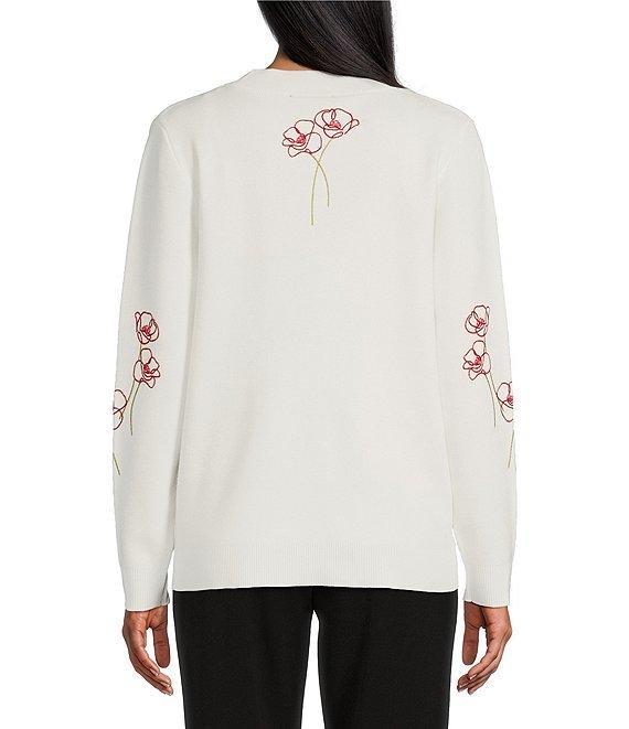 Investments Petite Size Novelty Stemmed Floral Long Sleeve Button Front Cardigan Product Image